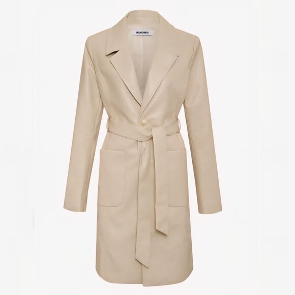 NWT REVOLVE RUMORED - S Faux Leather Matrix Trench Coat In Cream - Picture 2 of 10